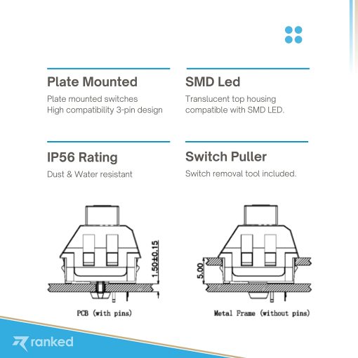 Switches de tecla Kailh Box clasificados para teclados mecanicos de juegos | Montado en placa (Kailh Box Brown, 120 piezas) - Imagen 5