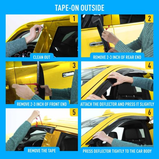 Viseras para ventanas extremadamente duraderas para Jeep Wagoneer 2022-2024, Viseras solares, Viseras de viento, Sombrillas de ventana, Accesorios para autos exteriores - 4 ud. AG0504 - Imagen 7
