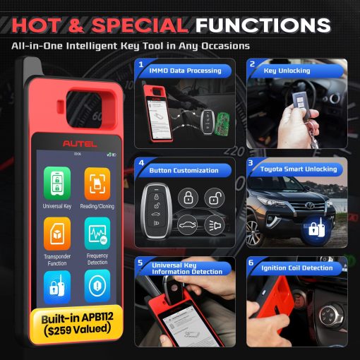 Autel MaxiIM KM100(X) Key Fob Programming Tool, Renovacion de por Vida, ultima Version 2024 Lite de IM508 IM608, Generacion de Llaves en 60s, Aprendizaje de IMMO por OBD en 99% de Autos, Lectura Escritura Clonacion de Ch~ips, APB112 Incorporado, 2PCS IKEYs - Imagen 8