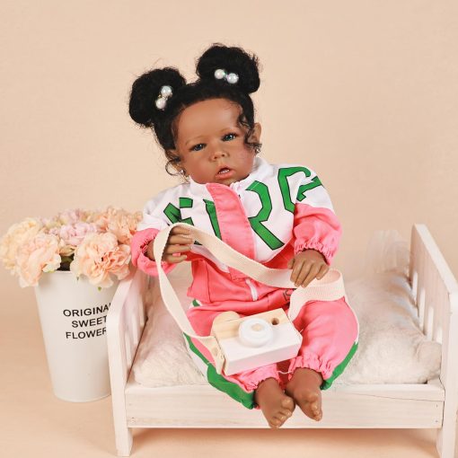 Muneca Realista Rebornova para Nina Negra, Africana Americana 20 Pulgadas con Cuerpo Suave de Silicona, Regalo de Cumpleanos para Edades 3+ - Imagen 2