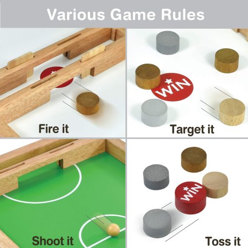 Flick n Kick: Juegos de Mesa de Madera Reversibles Multifuncionales Portatiles para Ninos y Familia - Imagen 7
