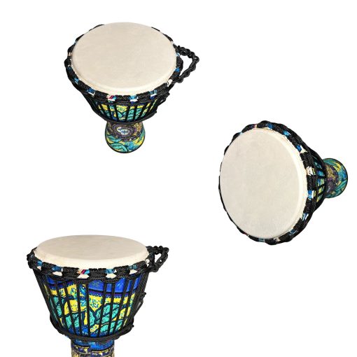 RUOSWTE 8.5 "Djembe Drum, Bongo Drum, Percusion Musical, Cara de Tambor de Piel de Cordero, Afinacion Profesional, Tambor de Mano - Azul Arce - Imagen 7