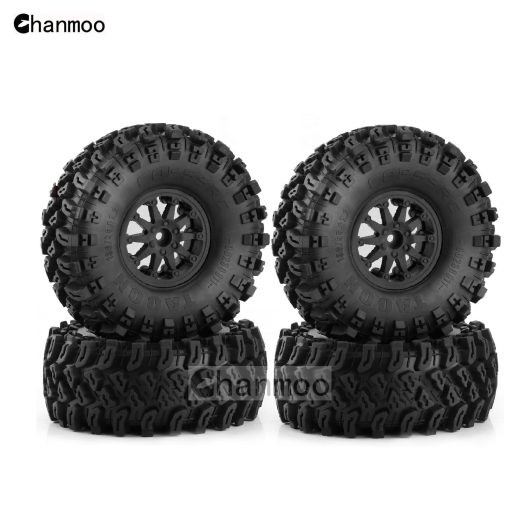 Neumaticos y Rines de 2.2 RC Crawler Chanmoo con Llantas de Bloqueo 1/10 de Goma para Coche Rock Crawler 1:10 Axial SCX10 90047 D90 TF2 Tamiya CC01 Traxxas TRX4 RGT 4PCS (Negro) - Imagen 8