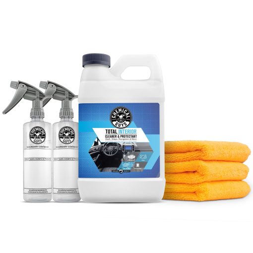 Kit de Recarga Cheminical Guys HOL414 Total Interior Cleaner and Protectant con 2 Botellas de Dilucion y 3 Toallas de Microfibra Premium (Seguro para Autos, Camionetas, SUVs, Jeeps, Motocicletas, RVs y Mas) 64 fl oz