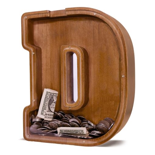 Hucha en forma de letra de madera JOOMLAFLY para ninos Hucha de letra grande para ninos y ninas Hucha personalizada Hucha de inicial de madera para ninos Hucha de dinero para cumpleanos y festivales