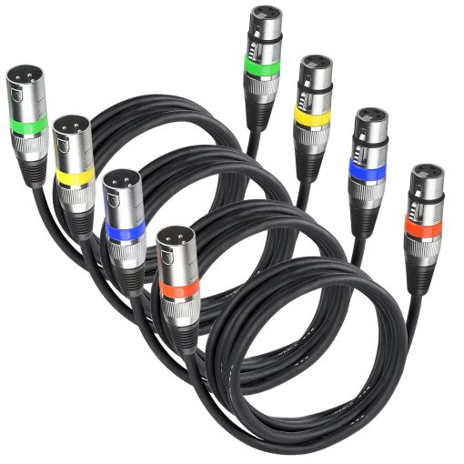 Cables XLR de 3 Pines MAD OWL Macho Hembra, Cable de Conexion XLR, Cable de Microfono de Extension, para Luces de Escenario Conexion de Senal Dmx - Paquete de 4 de 10 pies/3m