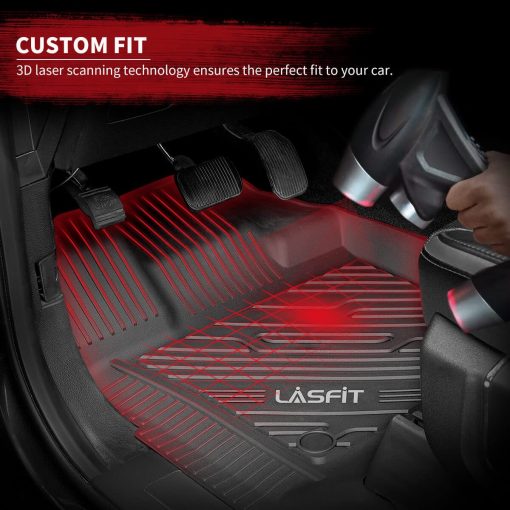 Tapetes LASFIT 2014-2018 para Jeep Wrangler JK Unlimited de 4 Puertas (No compatible con JL o 4xe), Tapetes para Todos los Climas de TPE?Ajuste Personalizado para la 1? y 2? Fila, Negro - Imagen 2