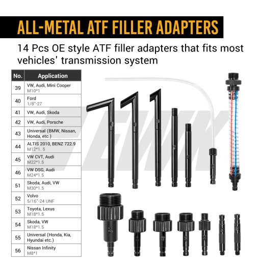 Bomba Extractora/Dispensadora de Aceite de Transmision Automatica EWK Patentada de 6L para Sistema de Llenado de ATF con 14 Adaptadores - Imagen 5