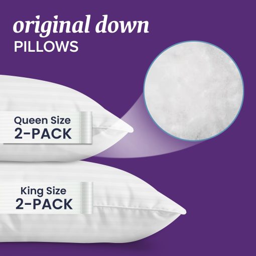 Juego de 2 Almohadas Beckham Hotel Collection para Cama Queen/Estandar - Almohada de Plumas para Dormir - Para Dormir Boca Arriba, Boca Abajo o de Lado - Imagen 3