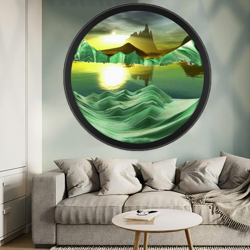 Arte de arena en movimiento TNSLGHS, Arte de arena liquida montado en la pared, Movimiento de la arena 360? Arte de arena de mar profundo Sandscape Decoracion de habitacion, Decoracion de ambiente relajante para casa y oficina, O-24in/61cm