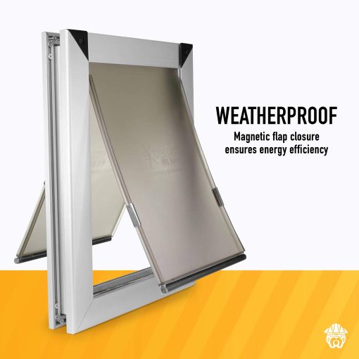 Puertas para perros de alta resistencia de doble solapa para puertas exteriores - Marco de aluminio solido con cierre magnetico en la solapa de poliuretano en todo el contorno para un sellado optimo que evita el mal tiempo - Imagen 2