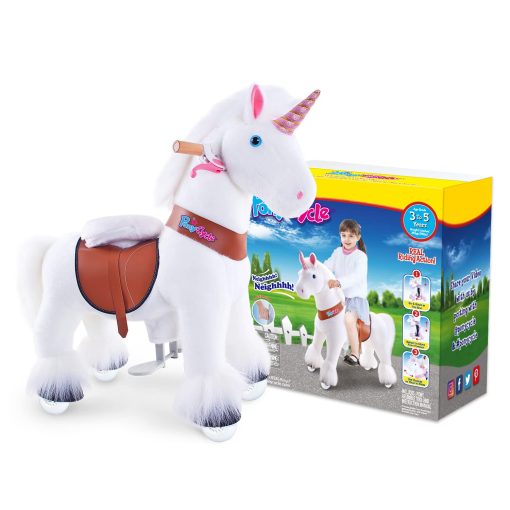 PonyCycle Caballo de Montar para Ninos 2-5 Modelo Clasico U Tamano 3 Unicornio Blanco Juguetes de Montar Caballo Unicornio con Ruedas y Sonidos de Musica Regalos de Cumpleanos, para Interiores y Exteriores Ux304 - Imagen 9