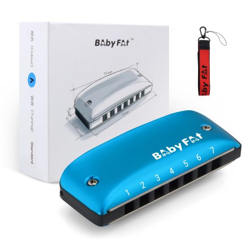 Set de Mini Armonica de 7 Agujeros de BabyFat Blues, Armonica Diatonica con cordones gratuitos, Regalos para Ninos y Principiantes, Instrumento Musical Facil de Tocar (en clave de La)
