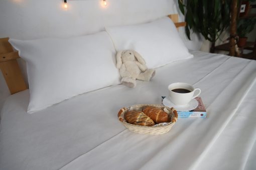 Juego de Sabanas y Fundas de Almohada de Lino de WHOLEWOOLS - Sabana de Cama de Lino Natural -4 Pzs Transpirable y Ultra Suave (Sabana Ajustable, Sabana de Cama y 2 Fundas de Almohada) (Tamaño Completo, Blanco Frost) - Imagen 3