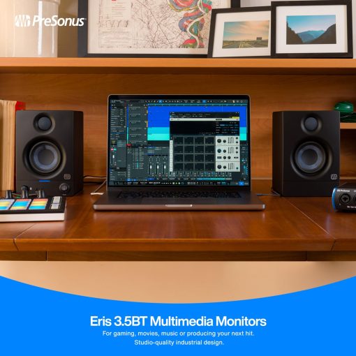 Monitores de Estudio PreSonus Eris 3.5BT con Bluetooth, Par - Altavoces Activos y Potenciados para Escritorio, Tocadiscos, Tornamesa, Estanteria, Altavoces DJ - Imagen 2