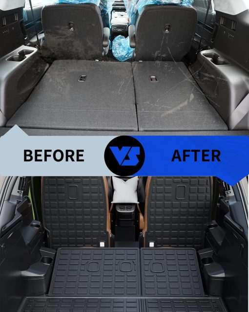 Cubierta de carga Rongtaod Compatible con Hyundai Palisade 2020-2024 Protector de maletero para la 2da y 3ra fila de asientos Accesorios Palisade 2023 (Protector de respaldo de la 2da fila + Tapetes de maletero con Protector de respaldo) - Imagen 2