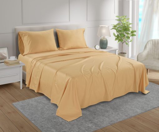 Juego de Sabanas CHATEAU HOME COLLECTION 100% Algodon Egipcio Tamano Calking, 800 Hilos Blanco Juego de 4 Piezas, Ajuste de Bolsillo Profundo de 16" (Para Colchones de hasta 18") - Semolina - Imagen 3