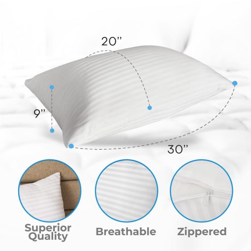 Paquete de 10 Almohadas de Lujo para Cama Queen, Almohadas para Dormir con Funda de Algodon, Almohadas de Hotel en Gran Cantidad para Durmientes de Lado, Espalda y Estomago, Juego de Almohadas de Microfibra Alternativa Suave Lavable, Set de 10 - Imagen 4