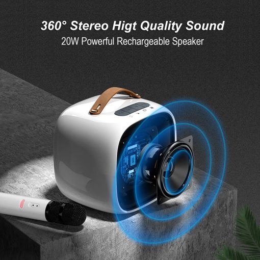 Maquina de Karaoke con 2 Microfonos, Maquina de Karaoke Portatil con Bluetooth y Microfono Inalambrico para Adultos, Altavoz de Karaoke para Fiesta en Casa, Reunion, Boda, Iglesia, Picnic, Exterior/Interior - Imagen 3