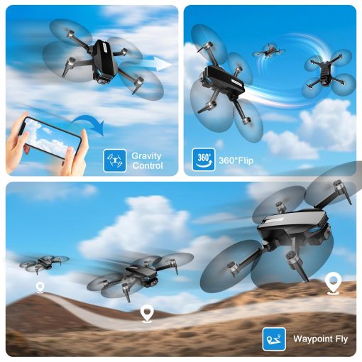 Drone con Camara, Drone 2K FPV con Motor Brushless, Altitude Hold, Gestos Selfie, Despegue/Aterrizaje de un Solo Boton, Acrobacias 3D, Vuelo por Puntos, 2 Baterias, Drones Plegables para Niños y Principiantes - Imagen 6