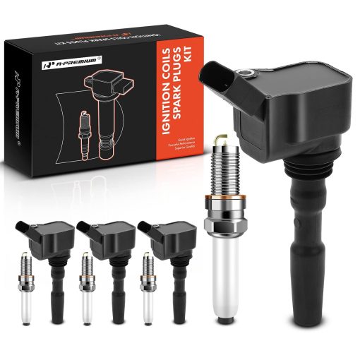 Conjunto Premium de 4 Bobinas de Encendido y Bujias de Iridio Compatible con Volkswagen Jetta 2013, Jetta 2016-2018 & Audi A3, 1.4L, Reemplazo # 04C905110B, 04C905110D