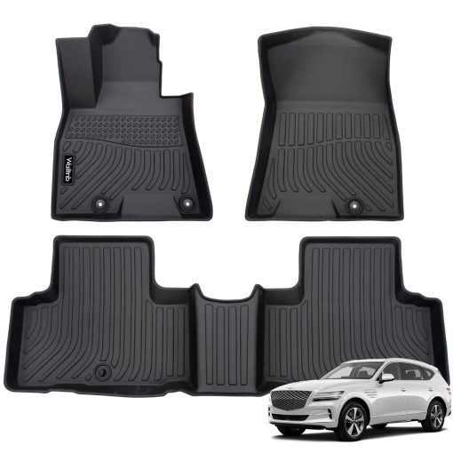 Tapetes para piso personalizados Wailtnb para Genesis GV80 5 Asientos 2021-2024 Todos los Climas Impermeables Juego Completo Negro Accesorios