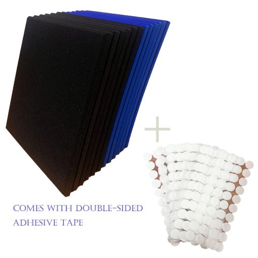 Panel de espuma acustica en forma de cuna negro/azul de 12 paquetes para estudio de sonido de 12" X 12" - Imagen 3