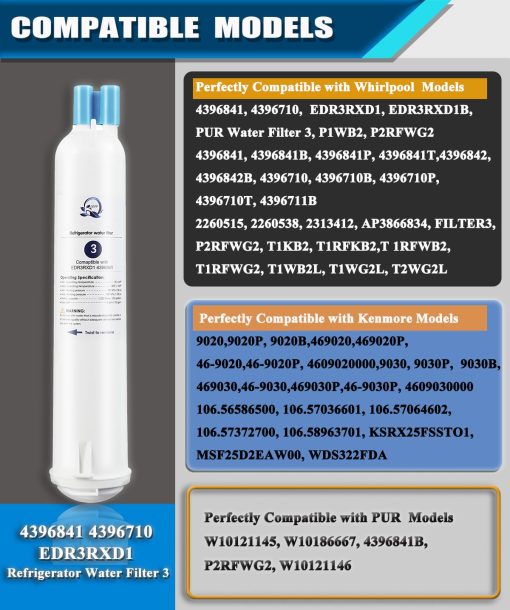 4396841 FILTRO 3 Tapa de Filtro de Agua de Repuesto Compatible para Refrigerador DR3R D14396841 Modelos de Filt?r3 (3 Piezas) - Imagen 2