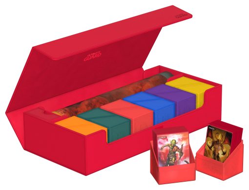 Ultimate Guard Superhive 550+, Estuche para 550 Tarjetas de TCG con Doble Funda, Rojo, Compatible con Boulders, Cierre Magnetico y Forro de Microfibra Interno - Imagen 5