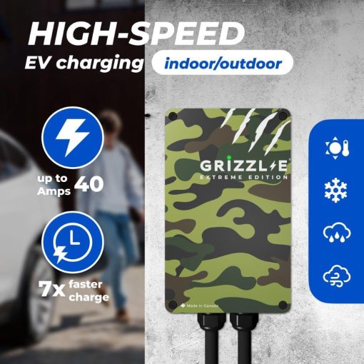 Cargador de Vehiculo Electrico Grizzl-E Nivel 2 240V / 40A Certificado UL y Energy Star Carcasa de Metal Estacion de Carga Rapida de Coche Electrico Interior/Exterior, Enchufe NEMA 14-50, Edicion Extreme - Imagen 2
