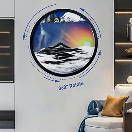 Decoracion de Arte de Arena en Movimiento de 24'', Pintura de Arena en 3D Giratoria 360? Montada en la Pared de Artesania de Vidrio 3D Mar Profundo Decoracion Relajante de Arte de Arena Liquida en Movimiento Regalo para el Hogar Oficina - Imagen 7