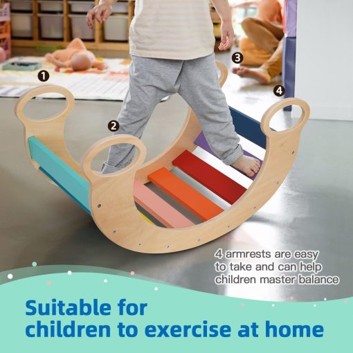 Juguetes de Escalada OOOK para Ninos Pequenos de 1 a 3 Anos, Juego de Escalada Montessori de Madera para Interiores, Balancin de Arco de Madera, Gimnasio de Juegos para Ninos Pequenos - Imagen 4