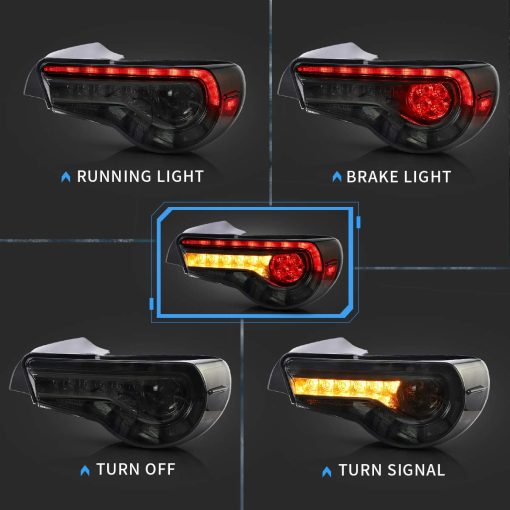 Juego de luces traseras LED VLAND compatibles con Scion Fr-s 2013-2016 Toyota86/Subaru Brz 2013-2020 con secuencia ambar, estilo OE ensamblaje de lampara trasera que incluye lados del pasajero y del conductor, humo/tintado - Imagen 5