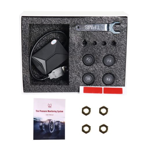 Sistema de Monitoreo de Presion de Neumaticos CAWELL+KLYDE, 5 Modos de Alarma, con 4 Sensores Externos TPMS, Sensor de Presion de Neumaticos, Muestra en Tiempo Real Presion y Temperatura