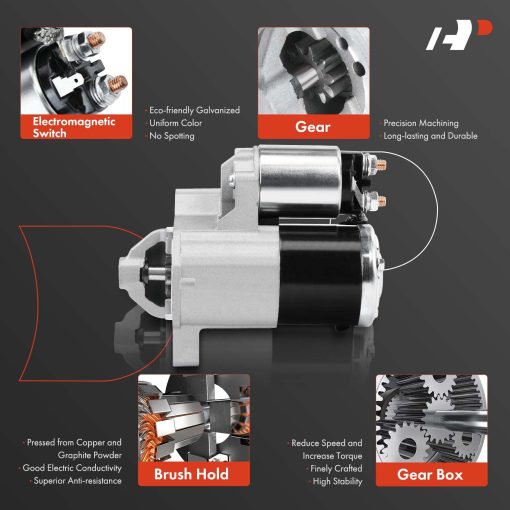 Motor de Arranque A-Premium Compatible con Jeep Liberty 2006-2007 V6 3.7L, Commander 2006-2009 V8 4.7L, Grand Cherokee 2005-2009 V8 4.7L, 12V 1.2KW 10-Dientes en Sentido Horario, Reemplaza# 56044735AB, M000T31572 - Imagen 4