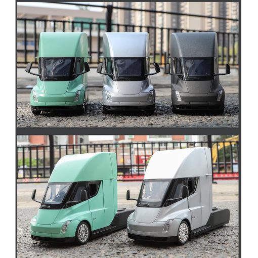 Camion de Juguete Modelo EROCK para Ninos, Camion Remolque de Metal Die-cast para Ninos/Jovenes con Luz/Sonido/Funcion de Retorno, Juguetes de Camiones para Ninos o Adultos Regalo (1:24 Camion Semi Gris) - Imagen 9