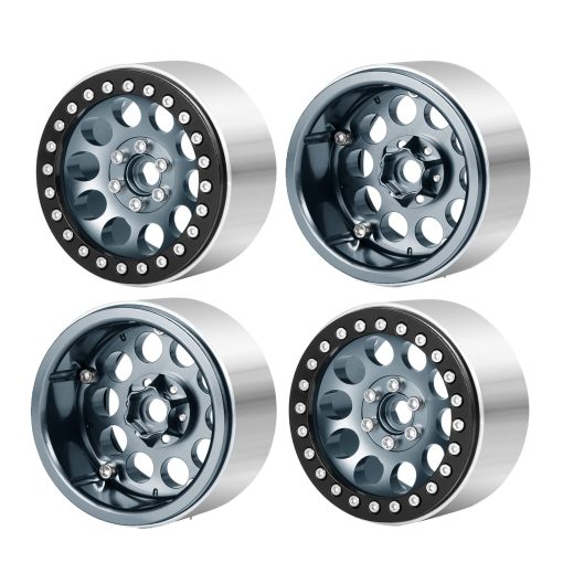 Maleonn 4PCS RC Llantas de Aleacion de Aluminio 2.2 Beadlock 35mm Juego de Cubos de Rueda Metalicos para Escala 1/10 SCX10 D90 Wraith 90048 90018 RR10 Accesorios para Coches con RC Crawler, Titanio y Negro