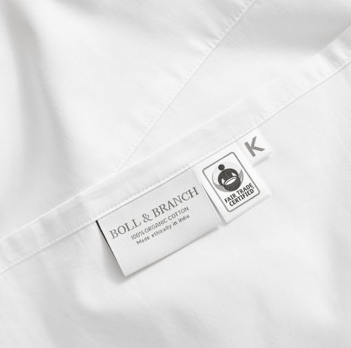 Juego de sabanas BOLL & BRANCH Percale Hemmed - King + Estandar, Blanco - Lujo 100% Algodon Organico, Naturalmente Refrescante - 1 Sabana Plana, 1 Sabana Ajustable, 2 Fundas de Almohada Estandar - Imagen 6