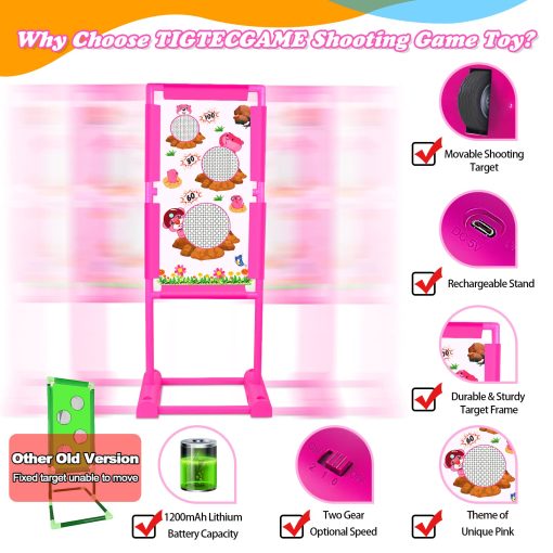 Juego de disparo en movimiento TIGTECGAME actualizado para ninos y ninas de 5 a 12 anos Incluye objetivo de tiro y 2 pistolas blaster y 18 bolas de espuma - Regalo ideal de Navidad y cumpleanos para ninos - Imagen 2