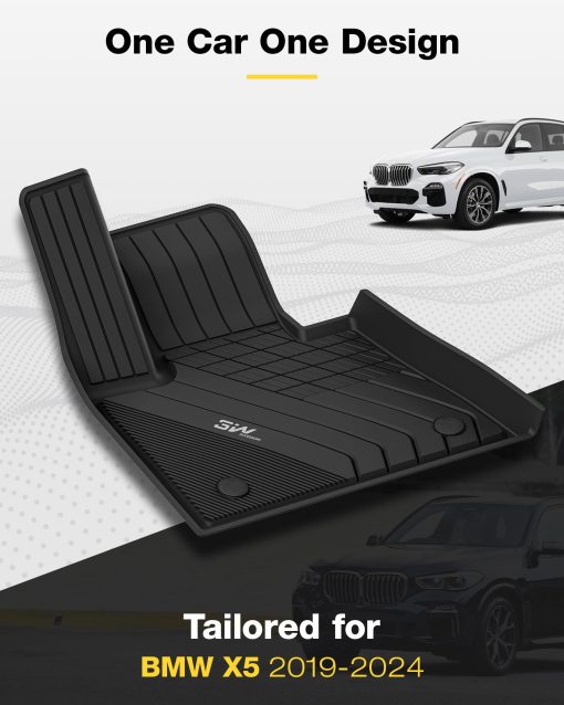 Tapetes para piso de 3W compatibles con BMW X5 2019-2024 2025, Alfombrillas a medida para todas las condiciones climaticas para BMW X5 40i 50i 45e M50iM 1ra y 2da Fila Juego completo de alfombrillas para automoviles Negro (Solo para 5 asientos de pasajeros) - Imagen 2