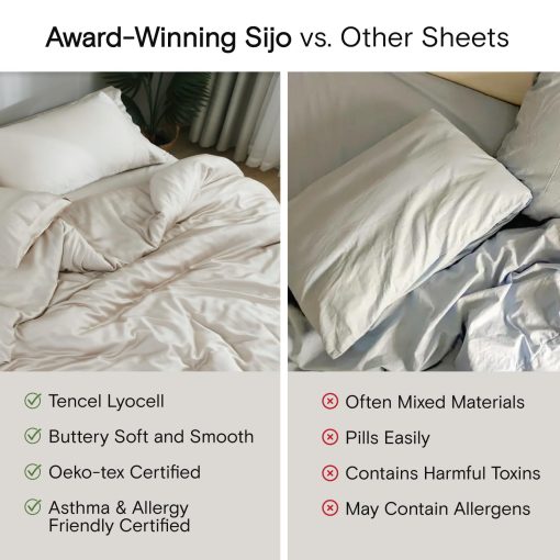 SIJO Funda de Edredon AiryWeight Tencel, 100% Lyocell Derivado del Eucalipto, Super Suave, Mejores Sabanas de Enfriamiento por Architectural Digest (Cielo, Full/Queen 90"x90") - Imagen 7