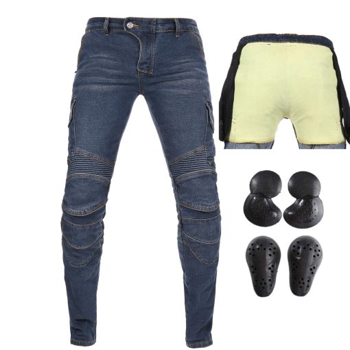Pantalones de Moto para Hombre con Forro Aprobado por CE Takuey (Talla M=30= Cintura 32") Azul