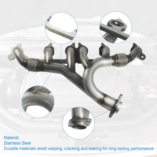 JDMSPEED Nuevo Kit de Colector de Escape de Acero Inoxidable y Junta de Reemplazo para Grand Cherokee Wrangler 4.0L Reemplazo para Jeeps Seleccionar 1991-1999 (Motor 4.0L Solamente) Sustituye 33007072, 4883385 - Imagen 2