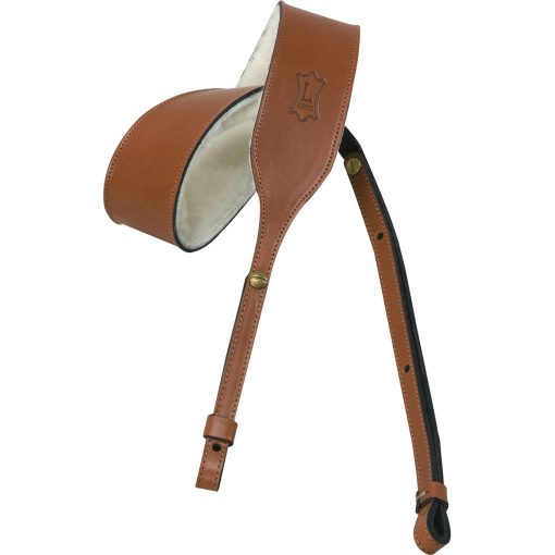 Correa de banjo de cuero vegano Levy's Leathers PMB32-WAL con piel de oveja, nogal