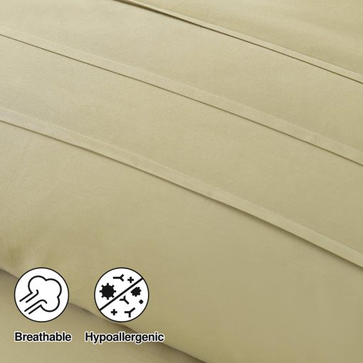 Juego de Edredon de Lujo de Algodon Queen - Edredones de Algodon de Fibra Larga para Cama Queen, Juego de Ropa de Cama Beige con Edredon Queen y 2 Fundas de Almohada - Imagen 6