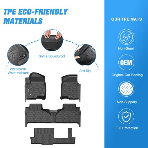Tapetes de piso Nilight para Chevrolet Tahoe/GMC Yukon/Cadillac Escalade 2021-2024 con asientos de banco, Ajuste Personalizado Todo Clima de Alta Resistencia - Imagen 3