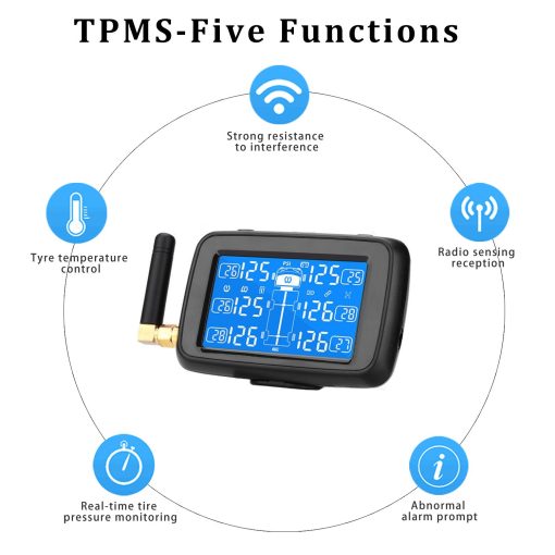 Sistema de Monitoreo de Presion de Neumaticos para RV B-Qtech para Remolque Camion Casa Rodante (0~215PSI) con 6 Sensores, TPMS Solar Alimentado por Energia Solar 5 Modos de Alarma Monitoreo en Tiempo Real del Sistema de Alarma de Presion de Neumaticos - Imagen 2