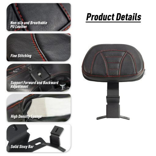 Asientos de perfil bajo para piloto y pasajero con asiento de cuero con respaldo delantero para piloto para Harley 2009-2022 Touring Road King Street Glide Road Glide Electra Glide, Cojin de asiento + Respaldo - Imagen 3