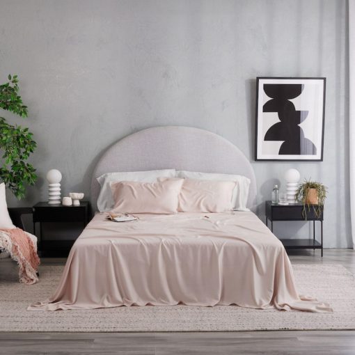 Juego de sabanas Queen Size Olive + Crate Luxury Series 100% Tencel Eucalyptus - 4PC Super Suaves Sabanas de Cama Refrescantes, Bolsillo Profundo de hasta 18'' Plana, Sabana Ajustable & 2 Fundas de Almohada, Rosa Palido - Imagen 7