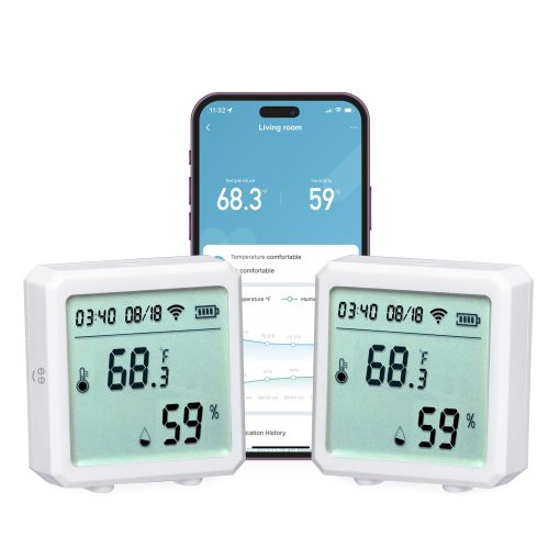 Monitor de Temperatura y Humedad Inteligente Geeni 2 Pack - Termometro Higrometro Inalambrico WiFi para el Hogar, Compatible con Alexa, Google Home, Controlado por la Aplicacion, Pilas Incluidas